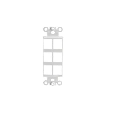 Cable Wholesale Decora Wall Plate Insert, White, 6 Hole for Keystone Jack 302-6D-W